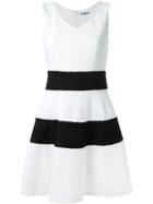 Guild Prime Wide Stripe Textured A-line Dress, Women's, Size: 36, White, Polyester/polyurethane