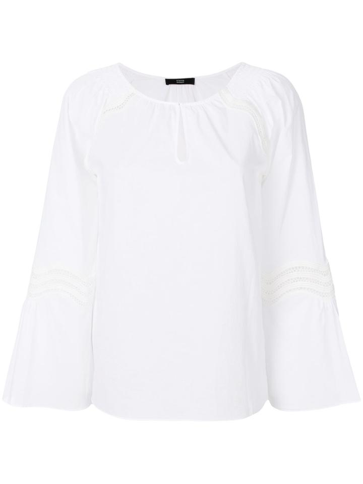 Steffen Schraut Flared Perforated Top - White