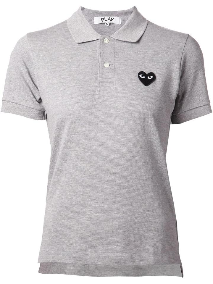 Comme Des Garçons Play - Embroidered Heart Polo Shirt - Women - Cotton - Xs, Grey, Cotton
