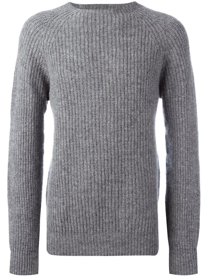 Ymc Ribbed Pullover, Men's, Size: Small, Grey, Virgin Wool