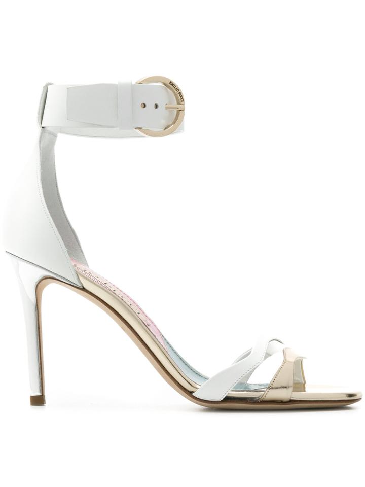 Emilio Pucci Mixed-metal Strappy Sandals - White