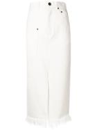 House Of Holland Frayed-hem Midi Skirt - White