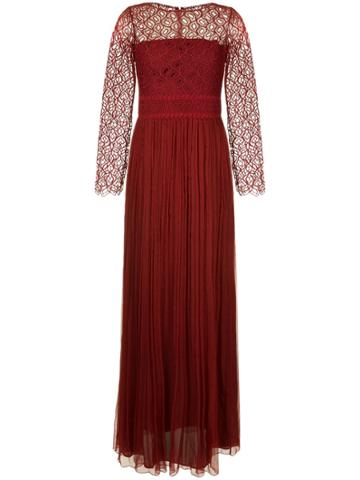 Copurs Fine Lace Sheer Gown - Red