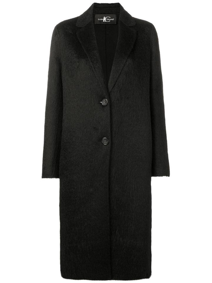 Luisa Cerano Long Single-breasted Coat - Black