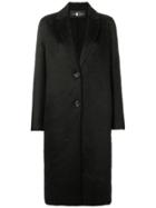 Luisa Cerano Long Single-breasted Coat - Black
