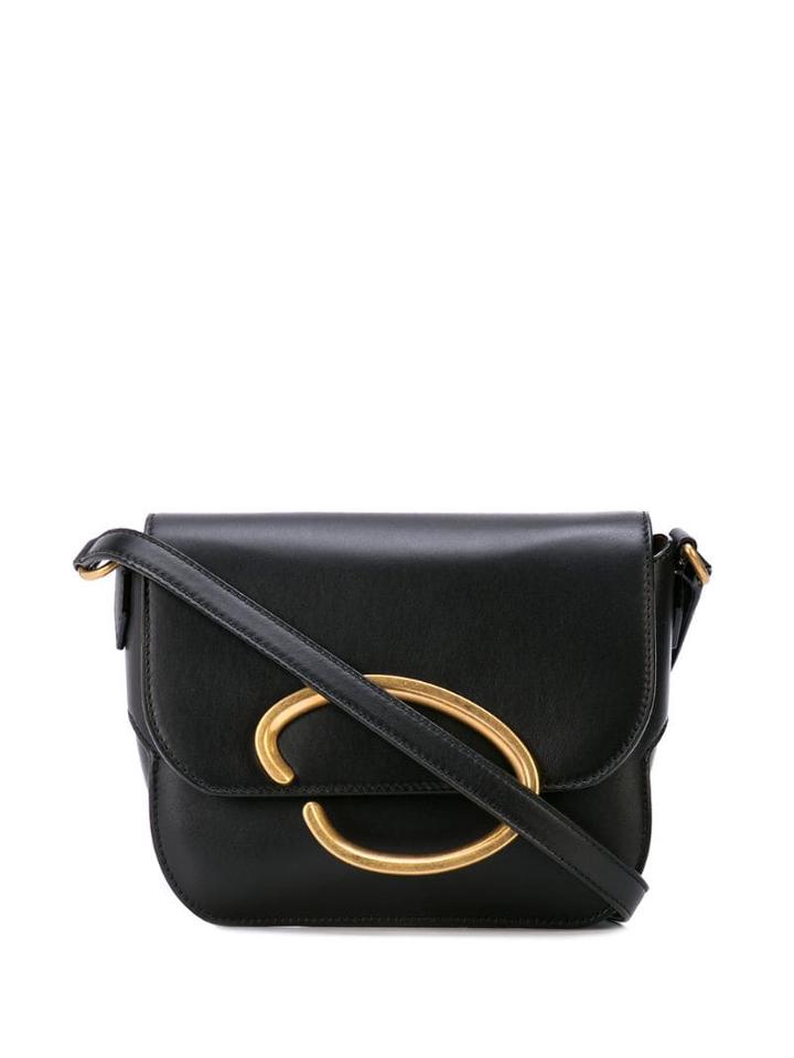Oscar De La Renta Logo Plaque Shoulder Bag - Black