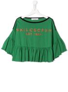 Philosophy Di Lorenzo Serafini Kids Cropped Ruffled T-shirt - Green