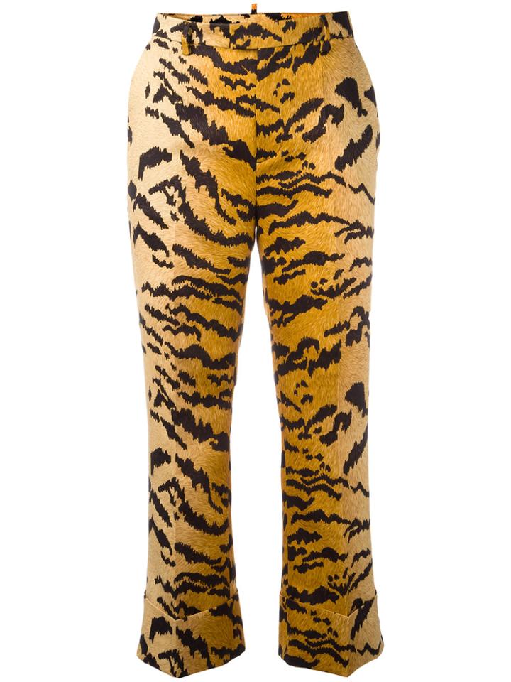 Dsquared2 Tiger-print Tailored Trousers - Brown