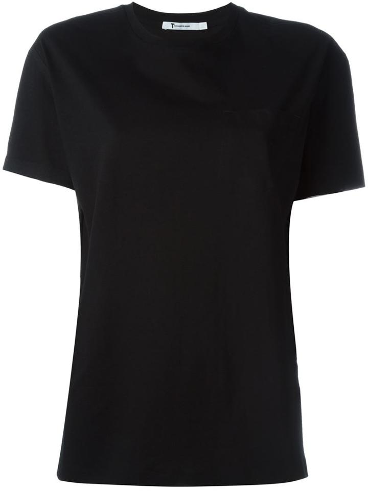 T By Alexander Wang Round Neck T-shirt, Women's, Size: Large, Black, Cotton