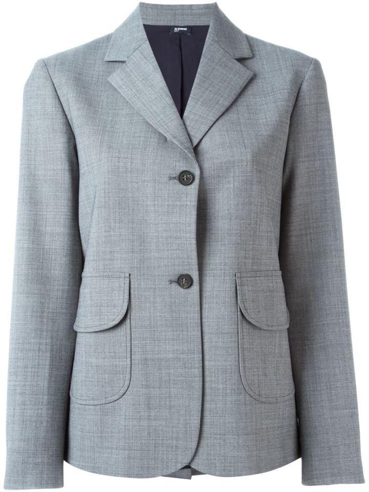 Jil Sander Navy Two Button Blazer, Women's, Size: 42, Grey, Polyester/spandex/elastane/virgin Wool