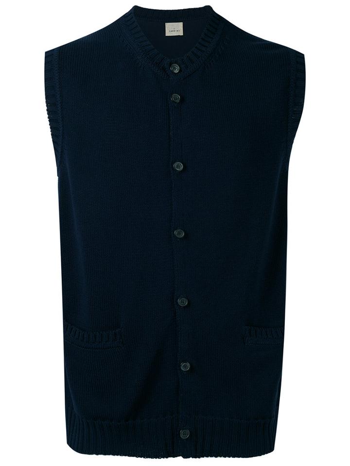 Lardini Sleeve-less Cardigan, Men's, Size: Small, Blue, Cotton