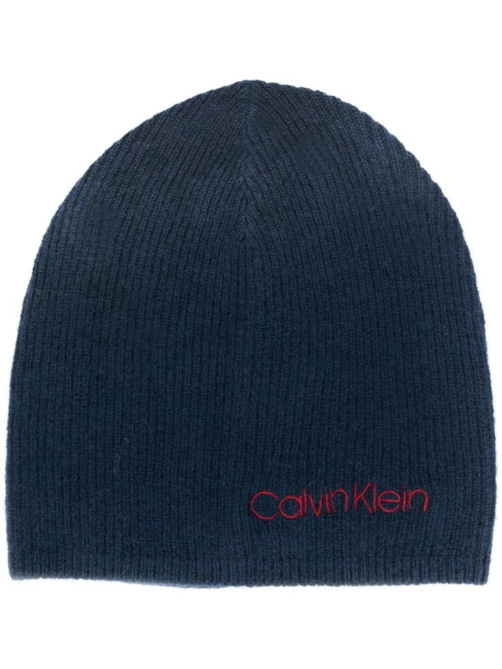 Calvin Klein Knitted Beanie Hat - Blue