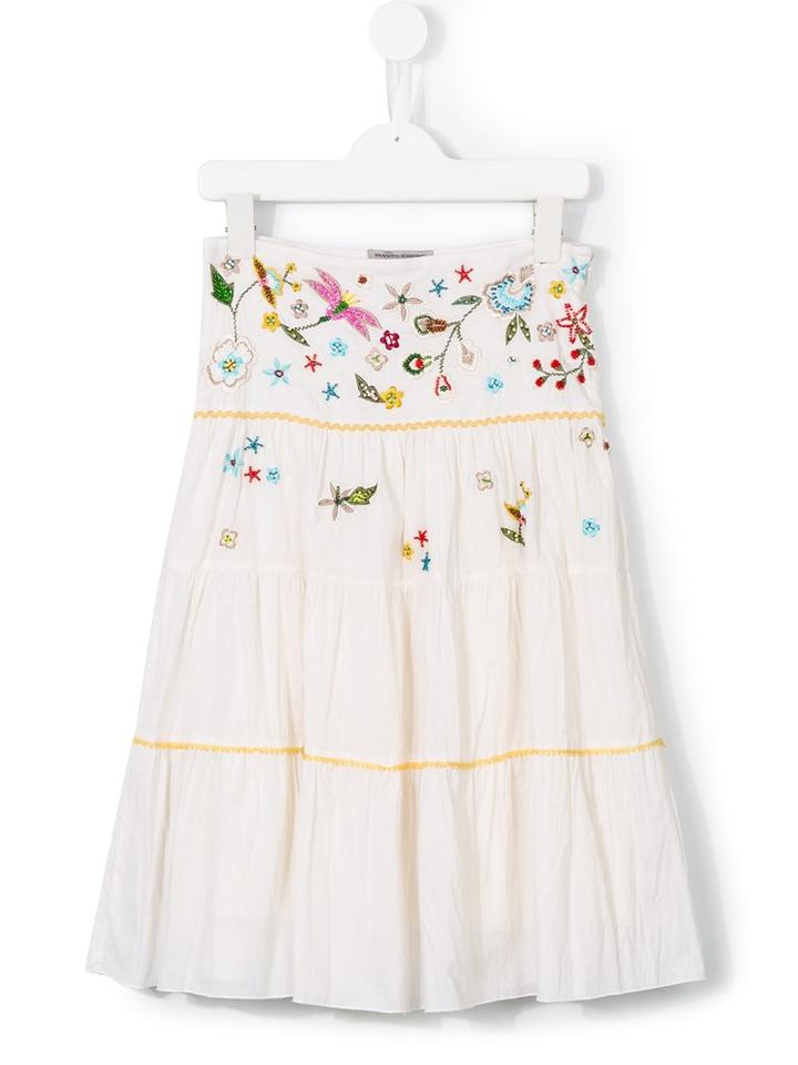 Ermanno Scervino Junior Floral Embroidery Skirt, Girl's, Size: 8 Yrs, White