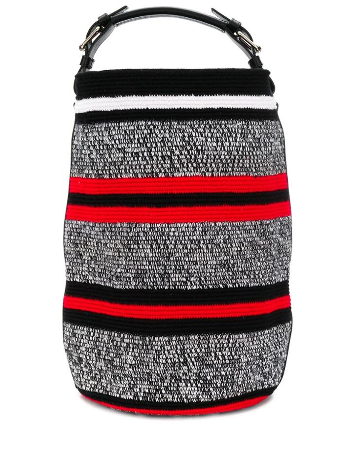 Colville Embroidered Striped Tote - Black