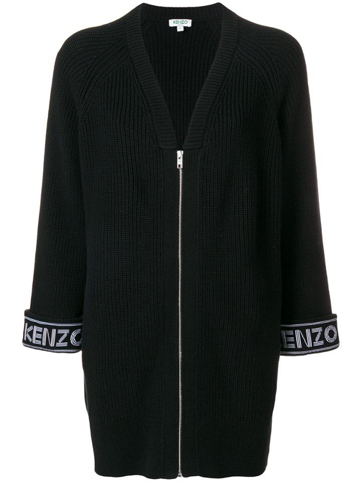 Kenzo Logo Print Cardigan - Black