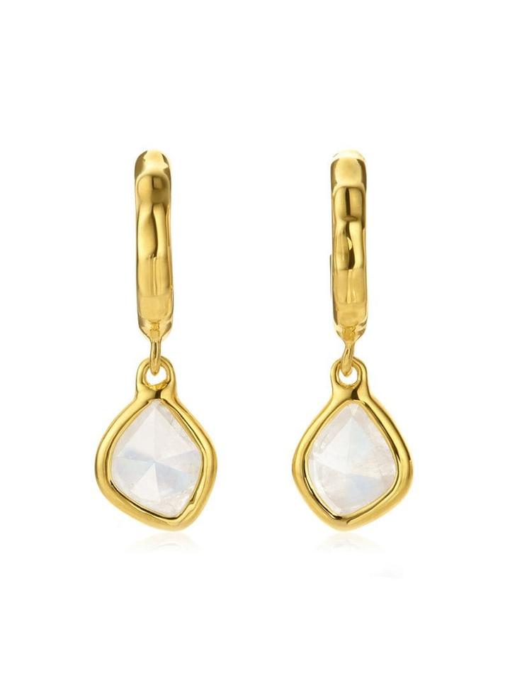 Monica Vinader Siren Mini Nugget Hoop Moonstone Earrings - Gold