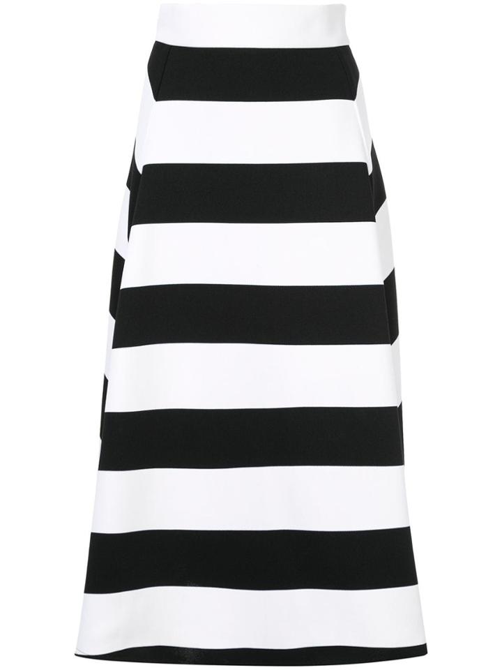 Des Prés Striped Midi Skirt - White