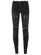 Just Cavalli Skinny Fit Zip Detail Shiny Jeans, Women's, Size: 27, Black, Cotton/spandex/elastane