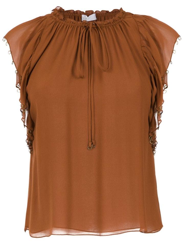 Nk Appliqué Silk Top - Brown