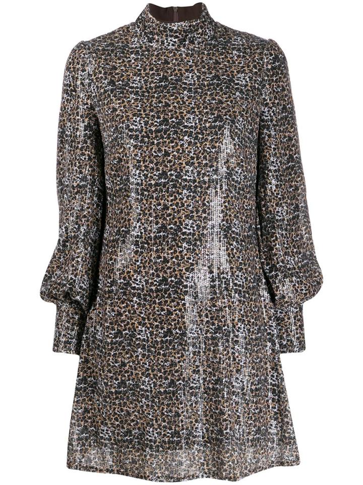 Olivia Rubin Melissa Leopard Print Sequinned Dress - Brown