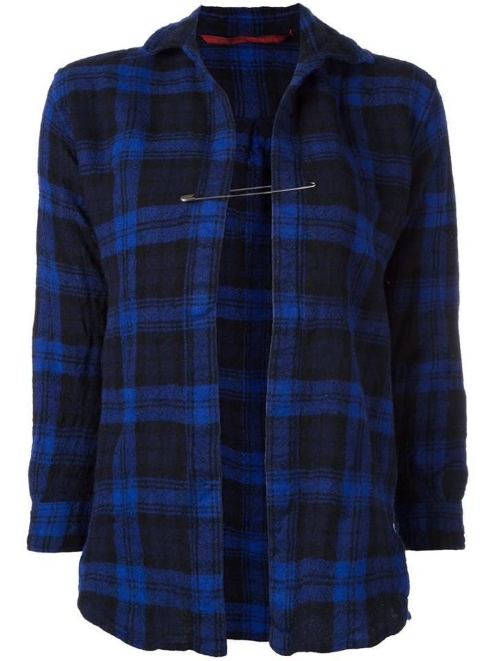 Daniela Gregis Safety Pin Detail Shirt, Women's, Size: 2, Blue, Wool
