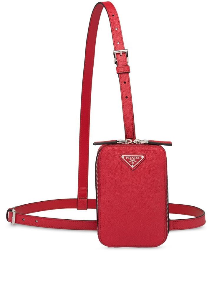 Prada Logo Plaque Harness Body Bag - Red