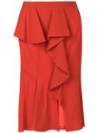 Givenchy Asymmetric Draped Panel Skirt - Red