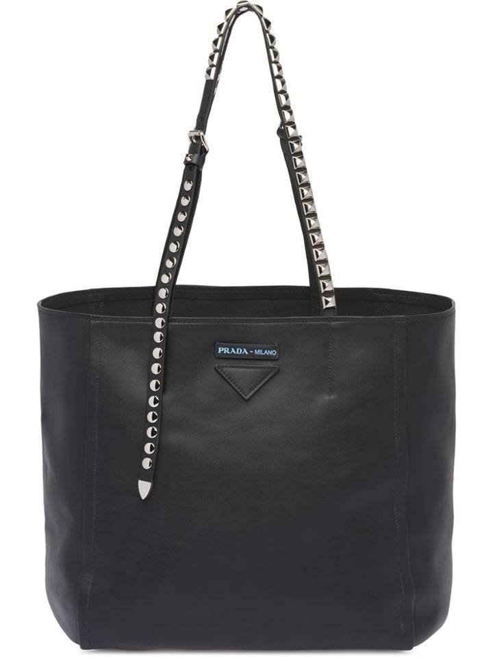 Prada Studded Logo Tote - Black