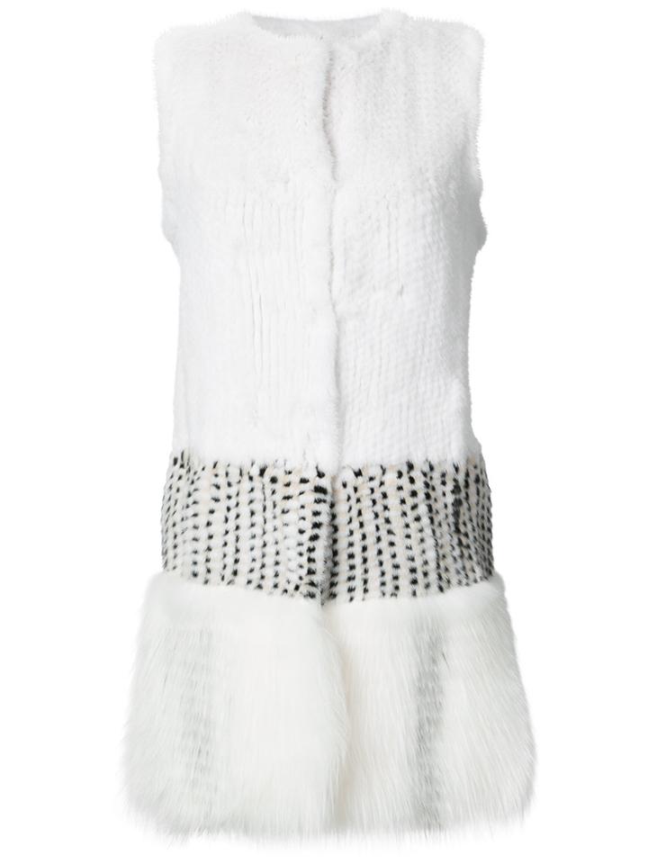 Oscar De La Renta Panelled Sleeveless Coat - White