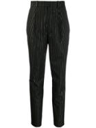 Saint Laurent High-waisted Metallic Stripe Trousers - Black