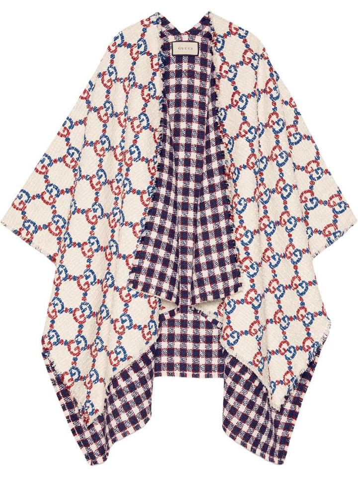 Gucci Reversible Gg Poncho - White