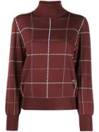 Victoria Beckham Stitch Pattern Turtleneck Jumper - Red