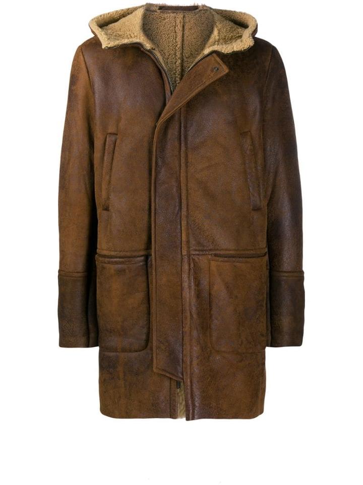 Salvatore Santoro Shearling Lined Hooded Jacket - Brown