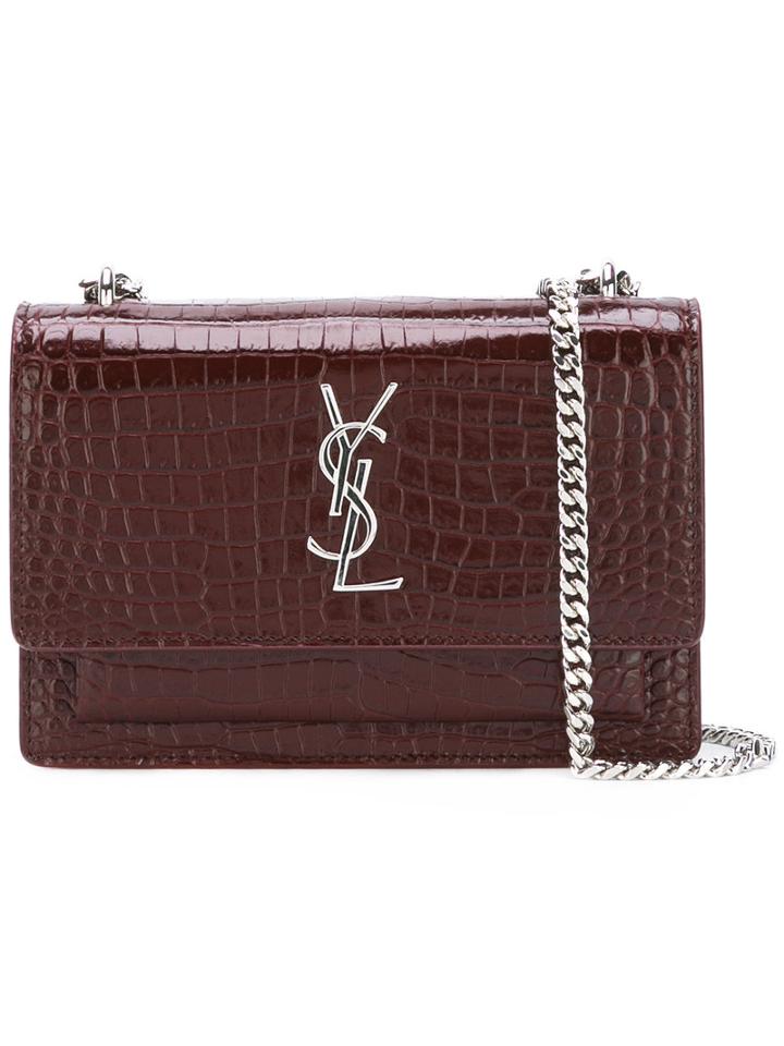 Sunset Monogram Chain Wallet - Women - Calf Leather - One Size, Pink/purple, Calf Leather, Saint Laurent