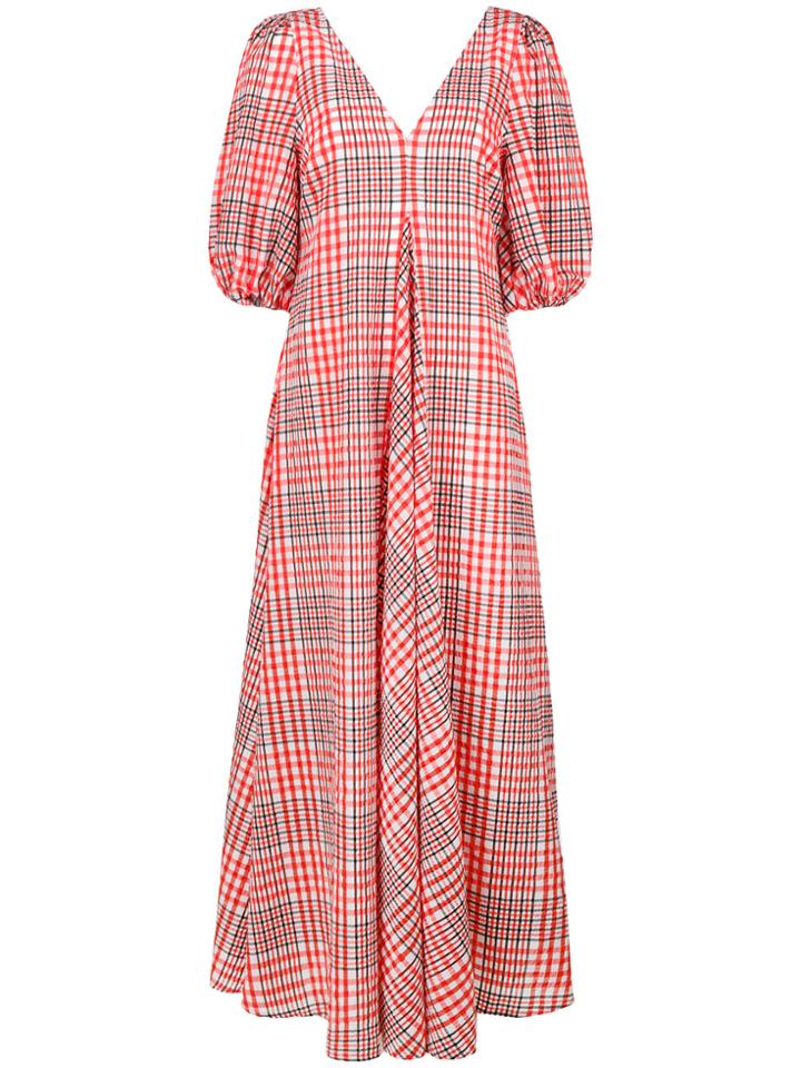 Ganni Charron Maxi Dress - Red