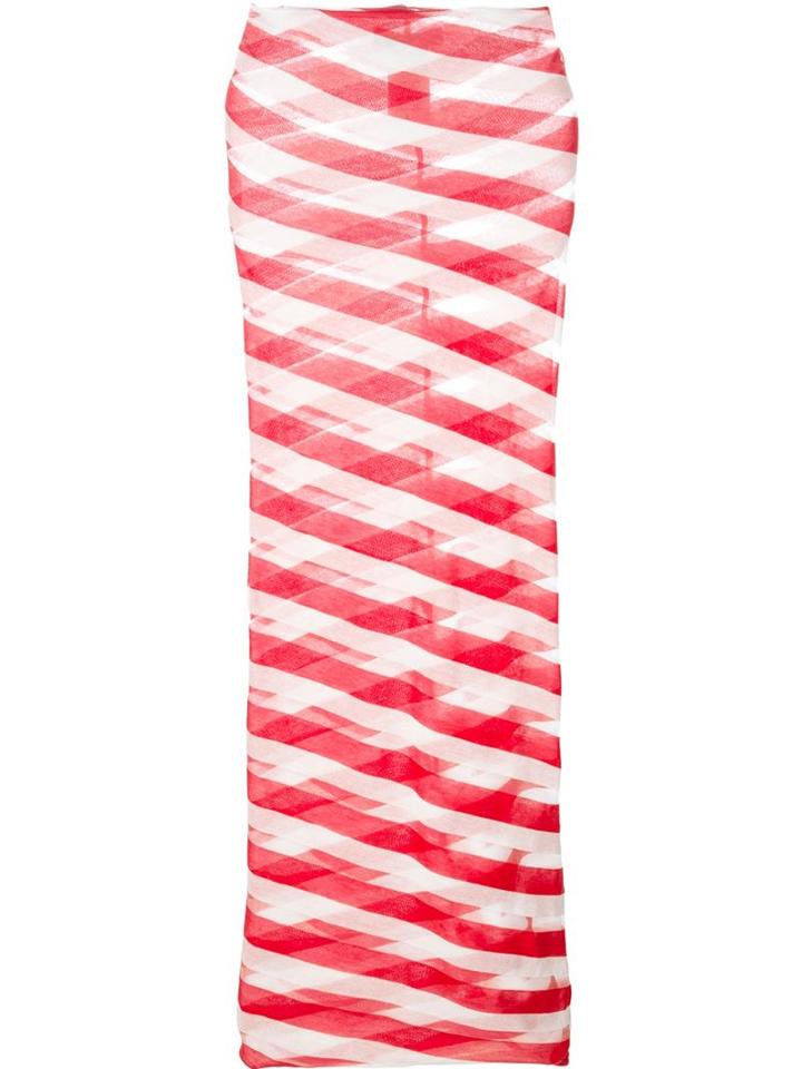 Stella Mccartney Transparent Checks Midi Skirt, Women's, Size: 44, Red, Cotton/polyamide