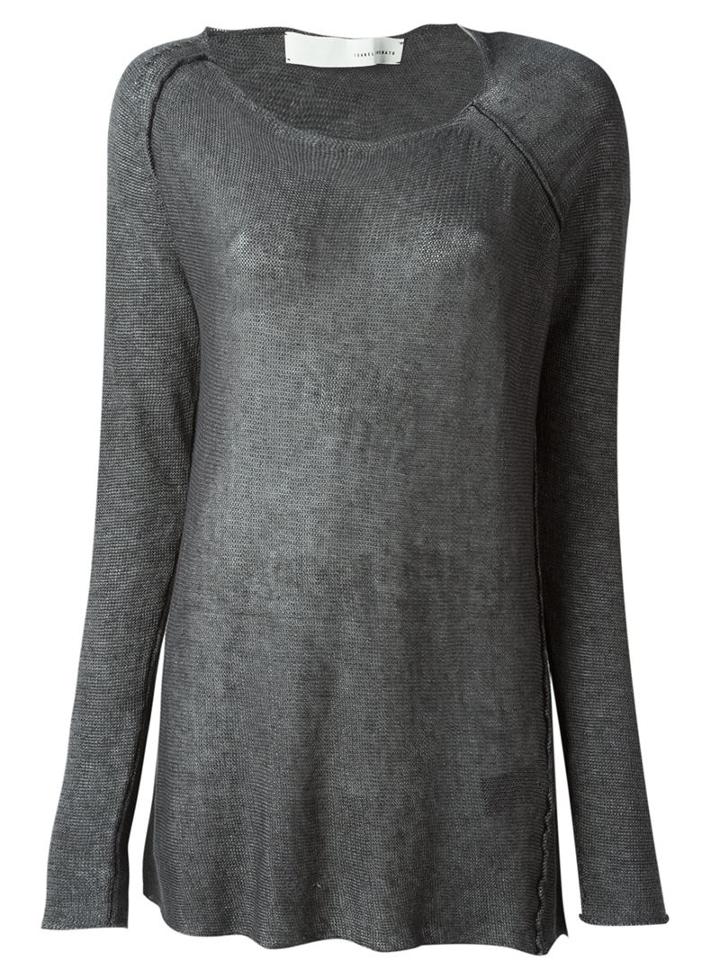 Isabel Benenato Irregular Neckline Sweater