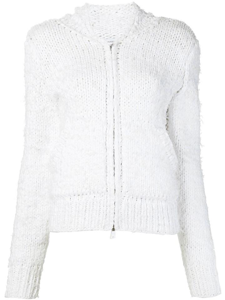 Spencer Vladimir Zipped Knit Hoodie, Women's, Size: Small, White, Cotton/polyamide/other Fibers