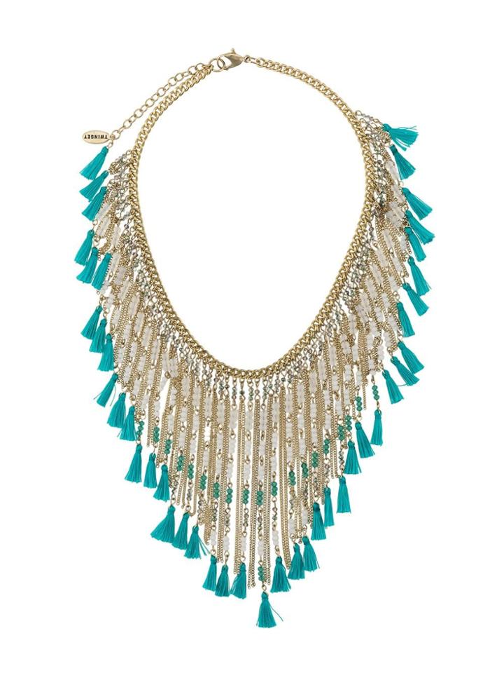 Twin-set Embellished Fringed Necklace - Gold