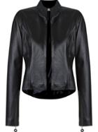 Martha Medeiros Open Front Leather Jacket