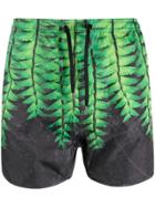 Neil Barrett Leaf Print Swim Shorts - Green