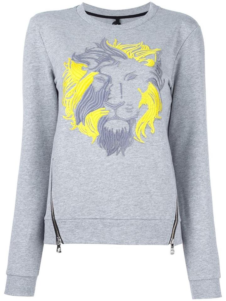 Versus Lion Head Print Sweatshirt, Women's, Size: Medium, Grey, Cotton/spandex/elastane/polyester