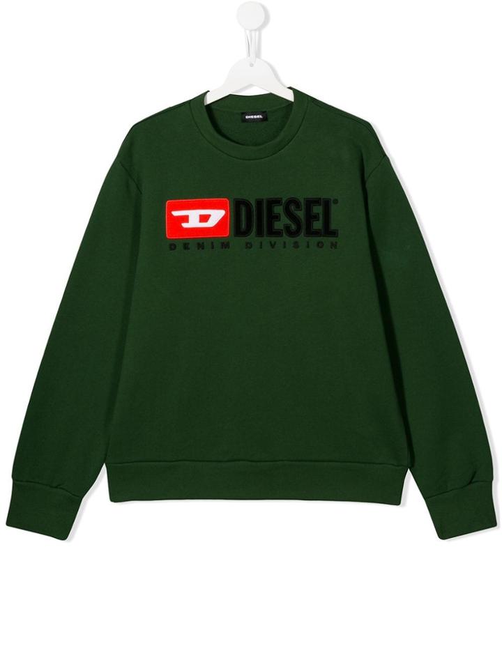 Diesel Kids Teen Logo Print Sweatshirt - Green