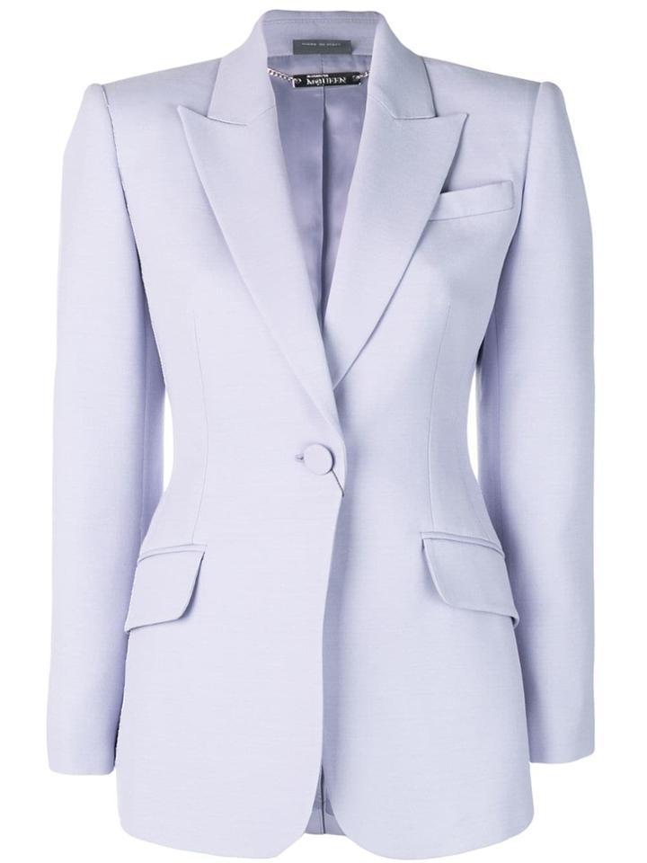 Alexander Mcqueen Peaked Lapel Tailored Jacket - Purple