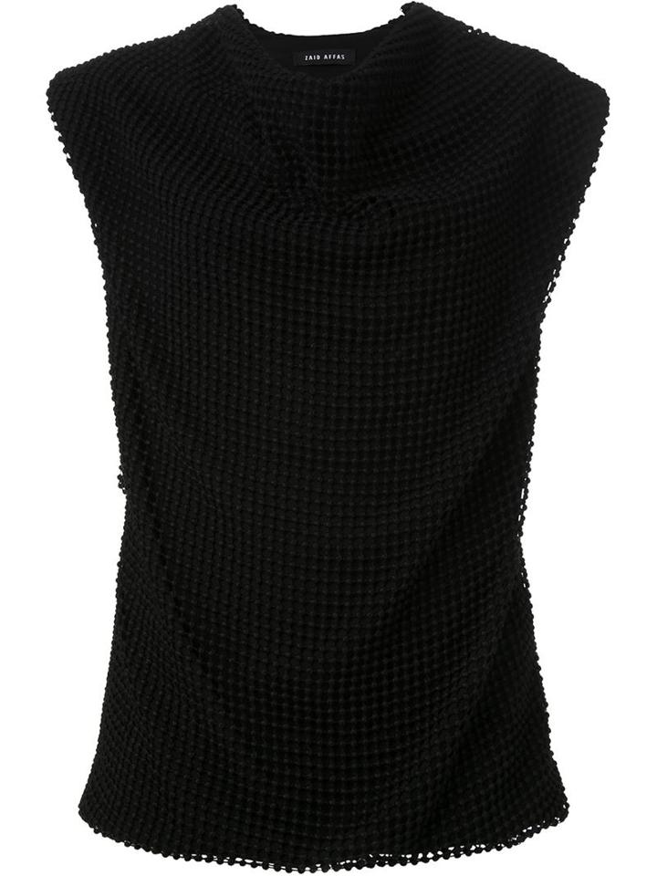 Zaid Affas Knit Mesh Draped Top