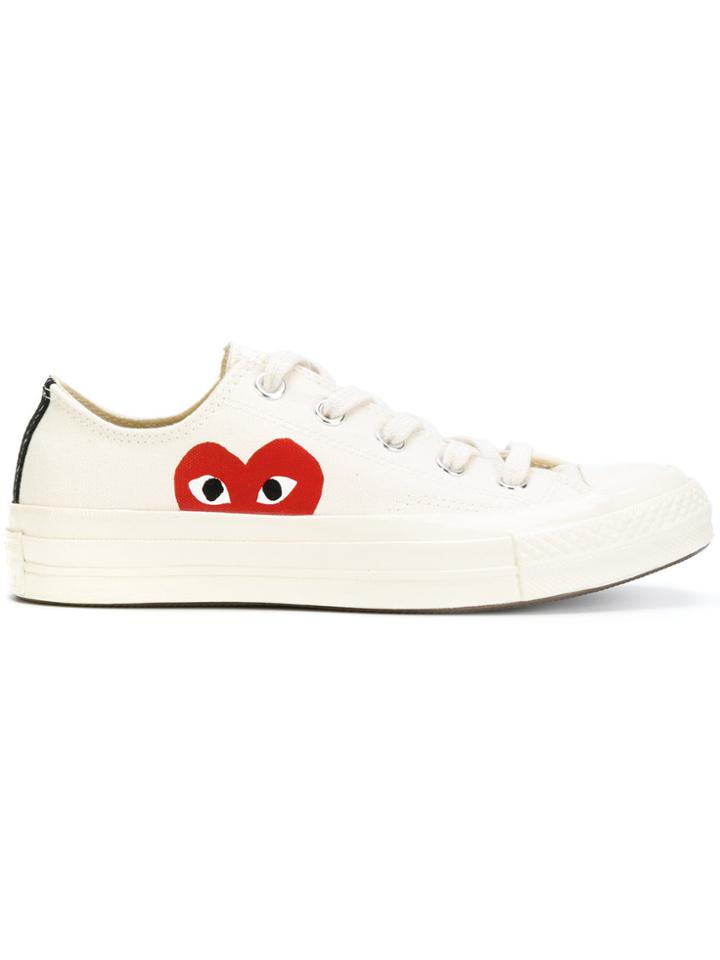 Comme Des Garçons Play Logo Print Trainers - White