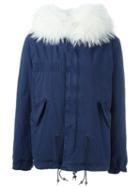 Mr & Mrs Italy Raccoon Fur Trim Jacket, Women's, Size: Medium, Blue, Cotton/acrylic/polyamide/polyester