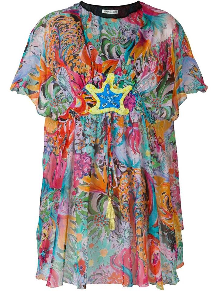 Tsumori Chisato Floral Print Blouse, Women's, Size: 2, Silk/polyester