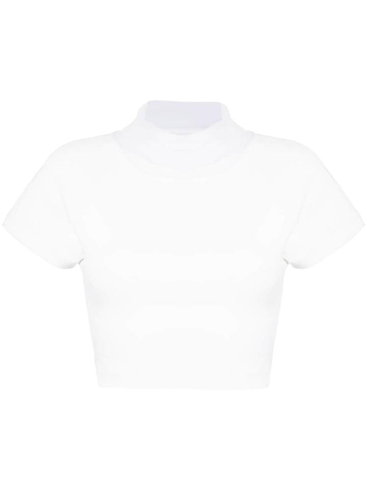 Gloria Coelho High Neck Cropped Top - White
