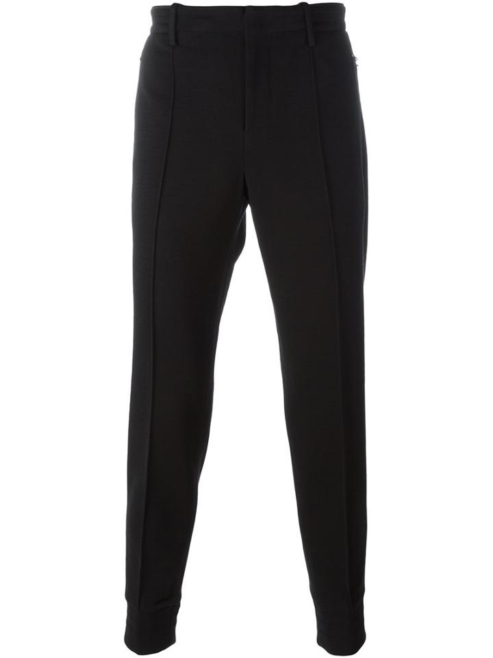 Wooyoungmi Gathered Ankle Trousers, Men's, Size: 46, Black, Acrylic/nylon/polyurethane/wool